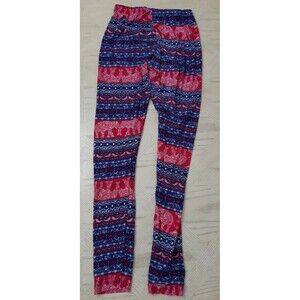 Girls leggings rue 21 legging size M medium pink and blue design pull on